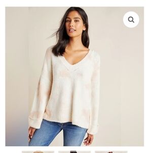 Anthropologie Soft Cream V-Neck Sweater